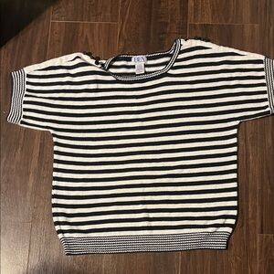 Classic Black and White Striped Knit Top